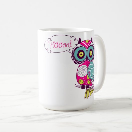 カラフルレトロ華美フローラホットピンクフクロムグ コーヒーマグカップ (正面右)