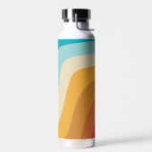 カラフルレトロ虹の波パーソナライズされた ウォーターボトル (左面)