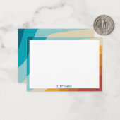 カラフルレトロ虹の波パーソナライズされた ノートカード (正面/裏面インサイチュ)