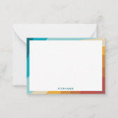 カラフルレトロ虹の波パーソナライズされた ノートカード (正面)