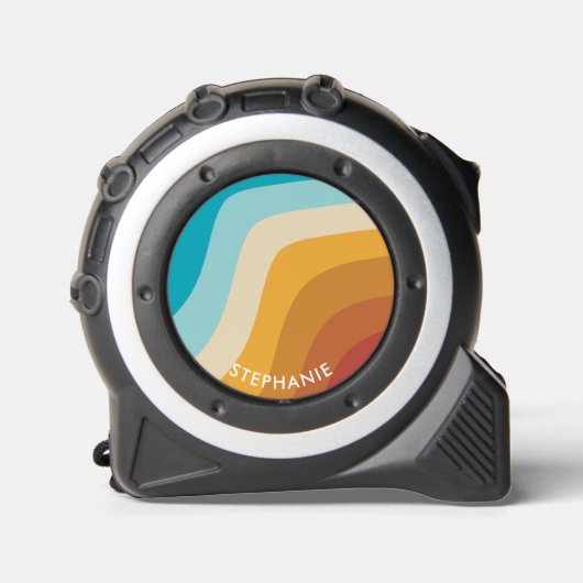 カラフルレトロ虹の波パーソナライズされた メジャー (正面)