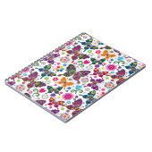 カラフルレトロ蝶と花柄 ノートブック (左側)