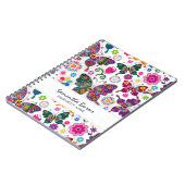 カラフルレトロ蝶と花模様 ノートブック (左側)