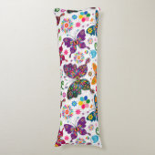 カラフルレトロ蝶と花模様 ボディピロー (正面縦)