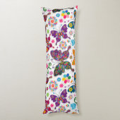 カラフルレトロ蝶と花模様 ボディピロー (裏面 (縦))