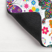 カラフルレトロ蝶と花模様 マウスパッド (コーナー)