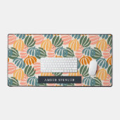 カラフルレトロ離れグルーヴィ植物学ガーリー科 デスクマット (キーボード&マウス)