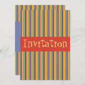 カラフルレトロ1960年代初めストライプの招待状 招待状 (正面/裏面)