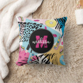 カラフルレトロ1990年代の90年代パターンモノグラム クッション (ブランケット)