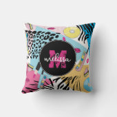 カラフルレトロ1990年代の90年代パターンモノグラム クッション (裏面)