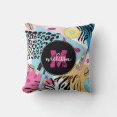 カラフルレトロ1990年代の90年代パターンモノグラム クッション (正面)