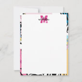 カラフルレトロ1990年代の90年代パターンモノグラム ノートカード (正面)