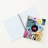 カラフルレトロ1990年代の90年代パターンモノグラム ノートブック (内部)