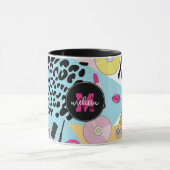 カラフルレトロ1990年代の90年代パターンモノグラム マグカップ (中央)