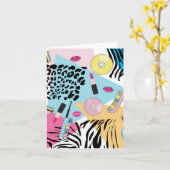 カラフルレトロ1990年代パターン カード (黄色い花)