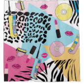 カラフルレトロ1990年代パターン シャワーカーテン (正面)