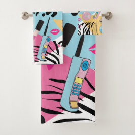 カラフルレトロ1990年代パターン バスタオルセット