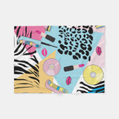 カラフルレトロ1990年代パターン フリースブランケット (正面(横))