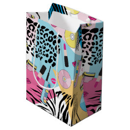 カラフルレトロ1990年代パターン ミディアムペーパーバッグ