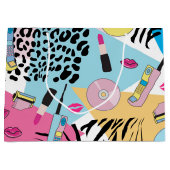 カラフルレトロ1990年代パターン ラージペーパーバッグ (正面)