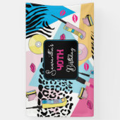 カラフルレトロ1990年代パターン 横断幕 (縦)