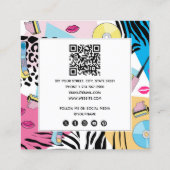 カラフルレトロ1990年代90年代QRコードソーシャルメディア スクエア名刺 (裏面)