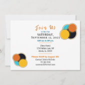 カラフルレトロ70の抽象芸術サプライズ誕生日 招待状 (裏面)