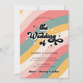 カラフルレトロ70s QRコード結婚 招待状 (正面)