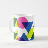 カラフルレトロ90sネオン幾何学形状 コーヒーマグカップ (正面左)