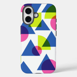 カラフルレトロ90sネオン幾何形状 iPhone 16ケース