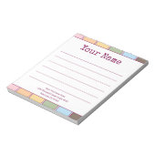 カラフルレトロ あなたの名前 ライン ノートパッド (回転)