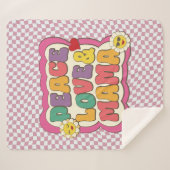 カラフルレトロ グルーヴィーママ名言 タイポグラフィ ヒッピ シェルパブランケット (正面(横))