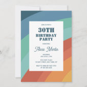 カラフルレトロ グルーヴィーレインボー 30歳の誕生日 招待状 (正面)