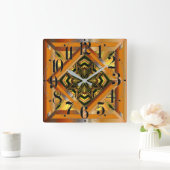 カラフルレトロ スクエア壁時計 (ホーム)