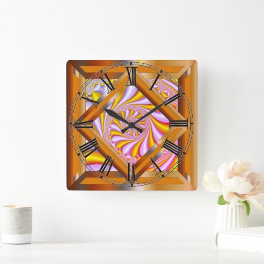 カラフルレトロ スクエア壁時計 (ホーム)