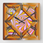 カラフルレトロ スクエア壁時計 (正面)