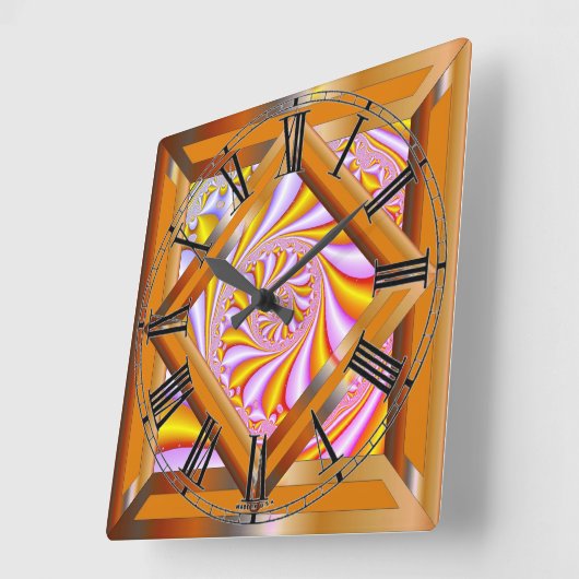 カラフルレトロ スクエア壁時計 (傾斜)