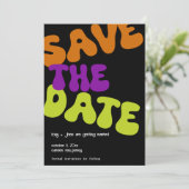 カラフルレトロ Save the Date ウェディングアナウンスメント 招待状 (スタンド正面)