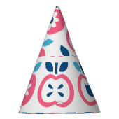 カラフルレトロAppleシームレスパターン パーティーハット (右)