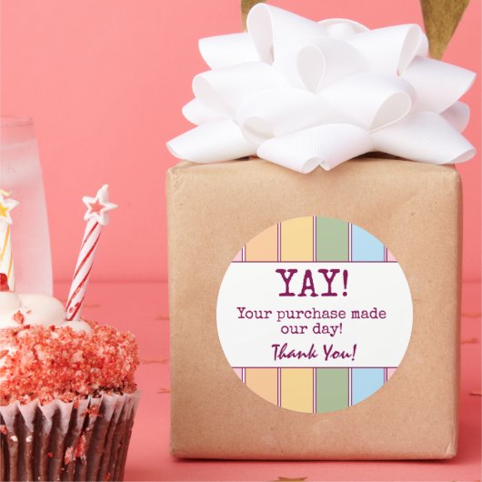 カラフルレトロBusiness Thank You ラウンドシール (パーティー)