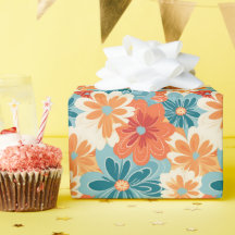 カラフルレトロGroovyフローラヒッパイパターン