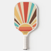 カラフルレトロSun Raysカスタム文字名電話番号 ピックルボールラケット (裏面)