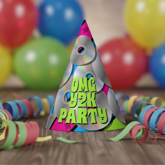 カラフルレトロY2K音楽CDsアーポップ・アートのトパーティーハット パーティーハット