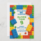 カラフルレンガの誕生日 – 楽しいパーティー 招待状 (正面)