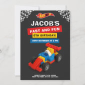 カラフルレンガレーサー誕生日 招待状 (正面)