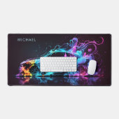カラフルレーシングモダンパーソナライズされた名 デスクマット (キーボード&マウス)