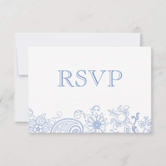 カラフルレースの花のドゥードル　ウェディング　出欠確認 出欠カード (正面)