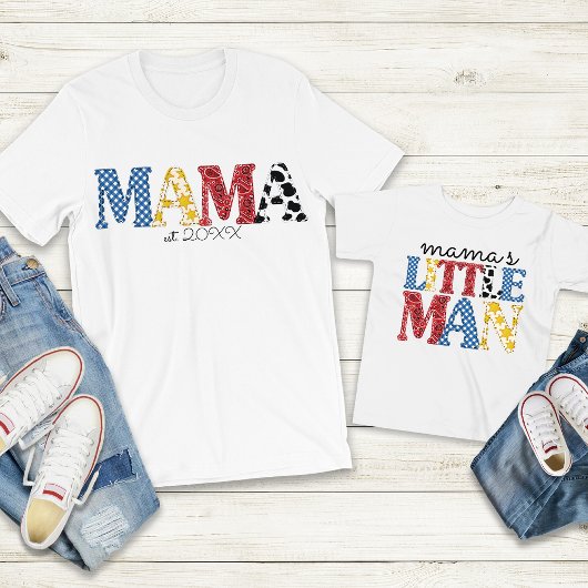 カラフルロデオママのLittle Man ママ息子お揃い トドラーTシャツ