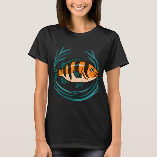 カラフルローチ魚のイラスト Tシャツ (正面)