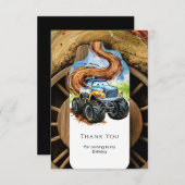 カラフルロードホイールズモンスタートラック誕生日 サンキューカード (正面/裏面)